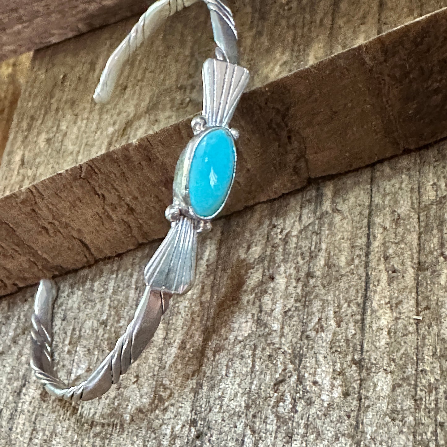 Handmade Navajo Sterling Silver & Kingman Turquoise Cuff Bracelet