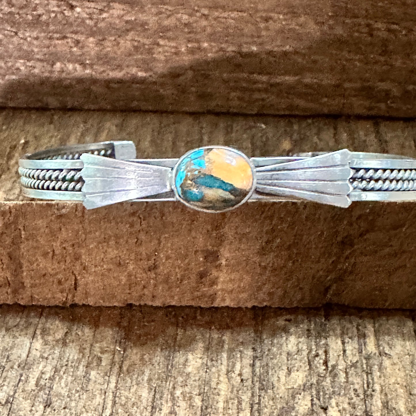 Handmade Navajo Pink Dream Mojave Sterling Silver Cuff Bracelet, Natural Stone