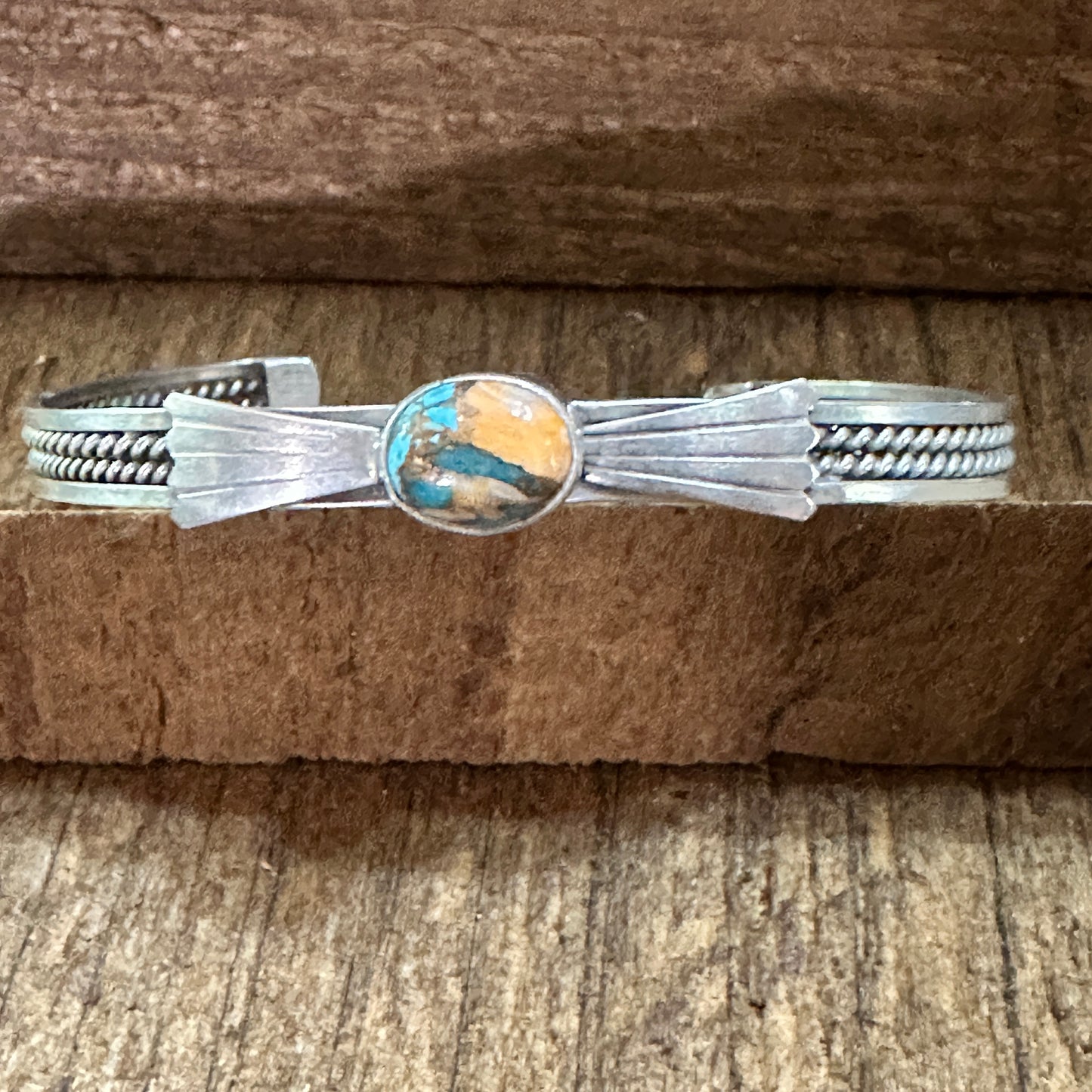 Handmade Navajo Pink Dream Mojave Sterling Silver Cuff Bracelet, Natural Stone
