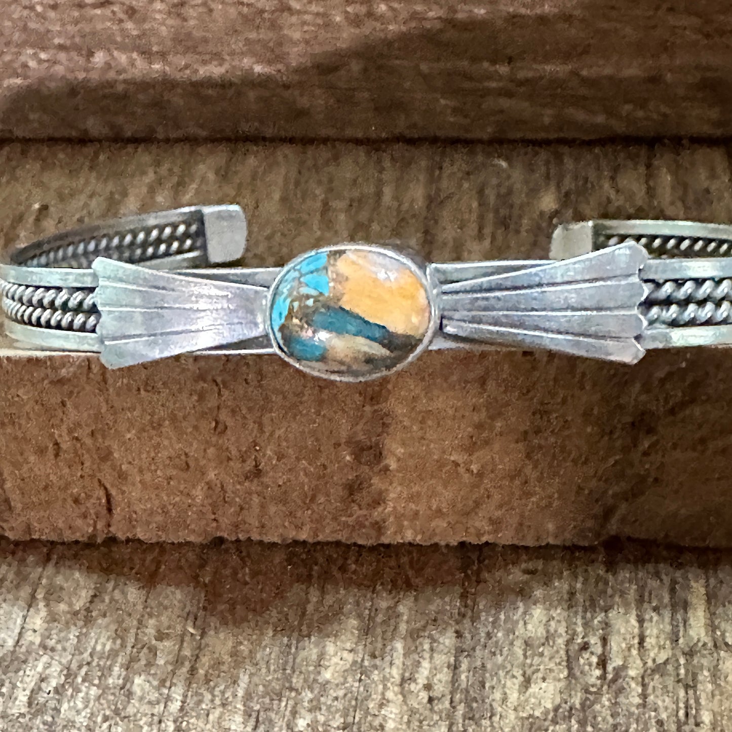 Handmade Navajo Pink Dream Mojave Sterling Silver Cuff Bracelet, Natural Stone