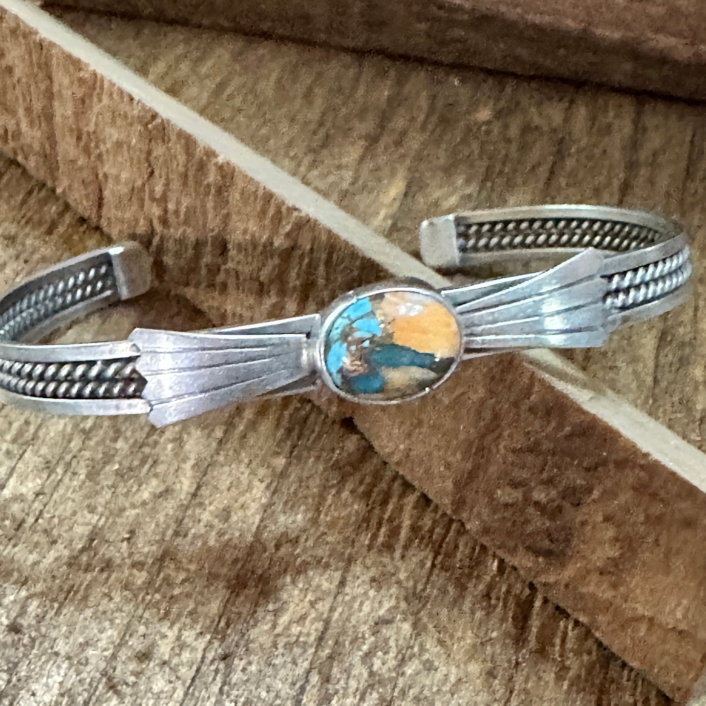 Handmade Navajo Pink Dream Mojave Sterling Silver Cuff Bracelet, Natural Stone