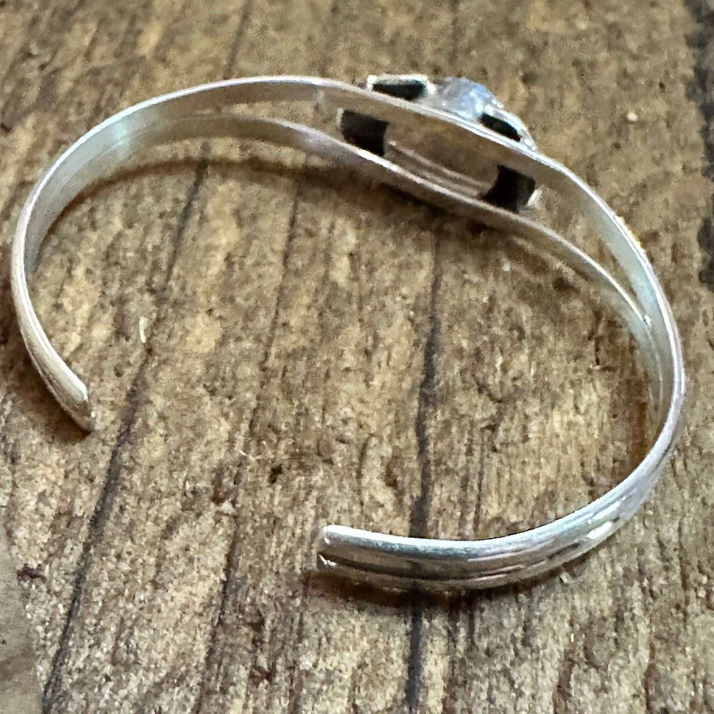 Handmade Navajo Sterling Silver & Turquoise Baby Cluster Cuff Bracelet