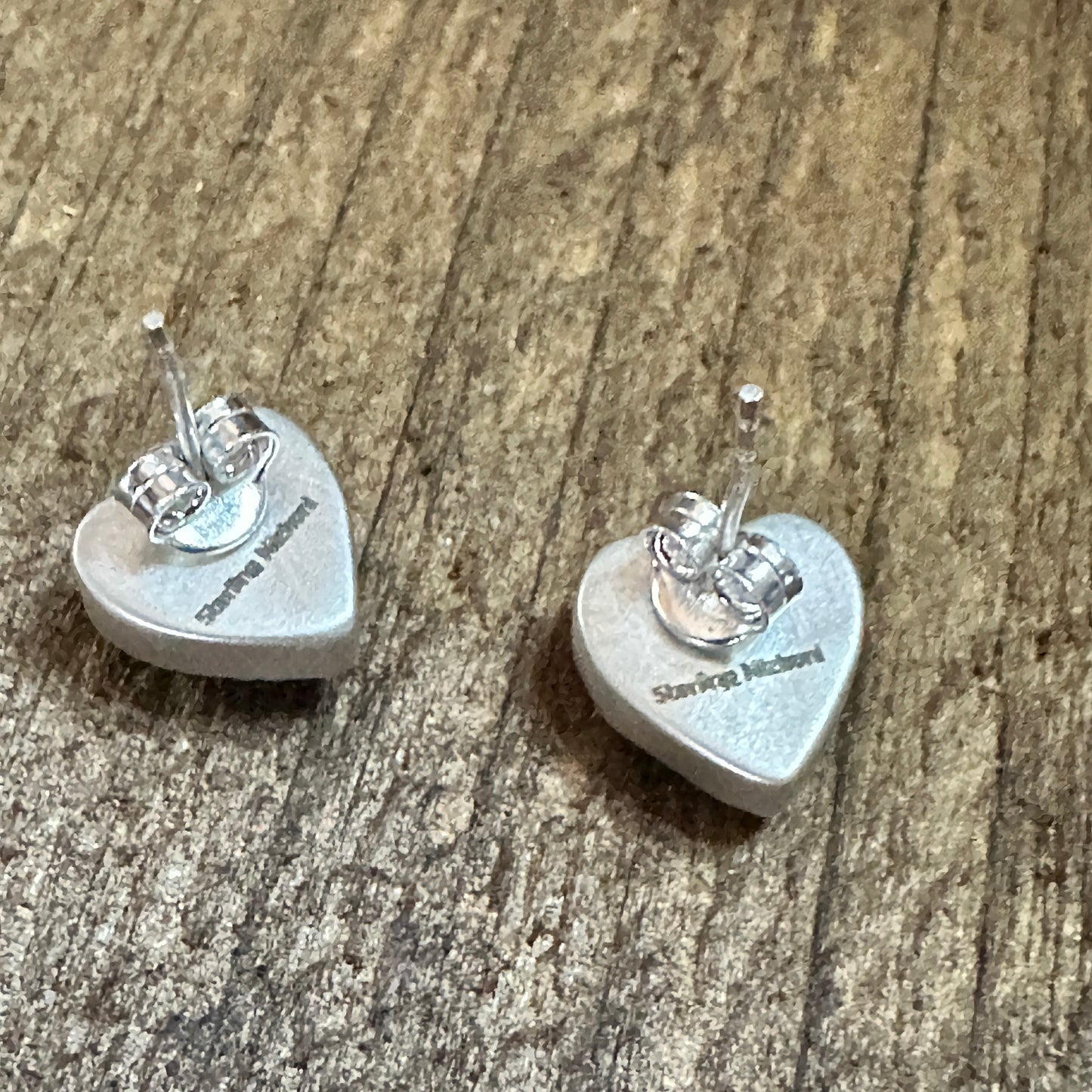 Handmade Kingman Turquoise Heart Earrings in 925 Sterling Silver Signed