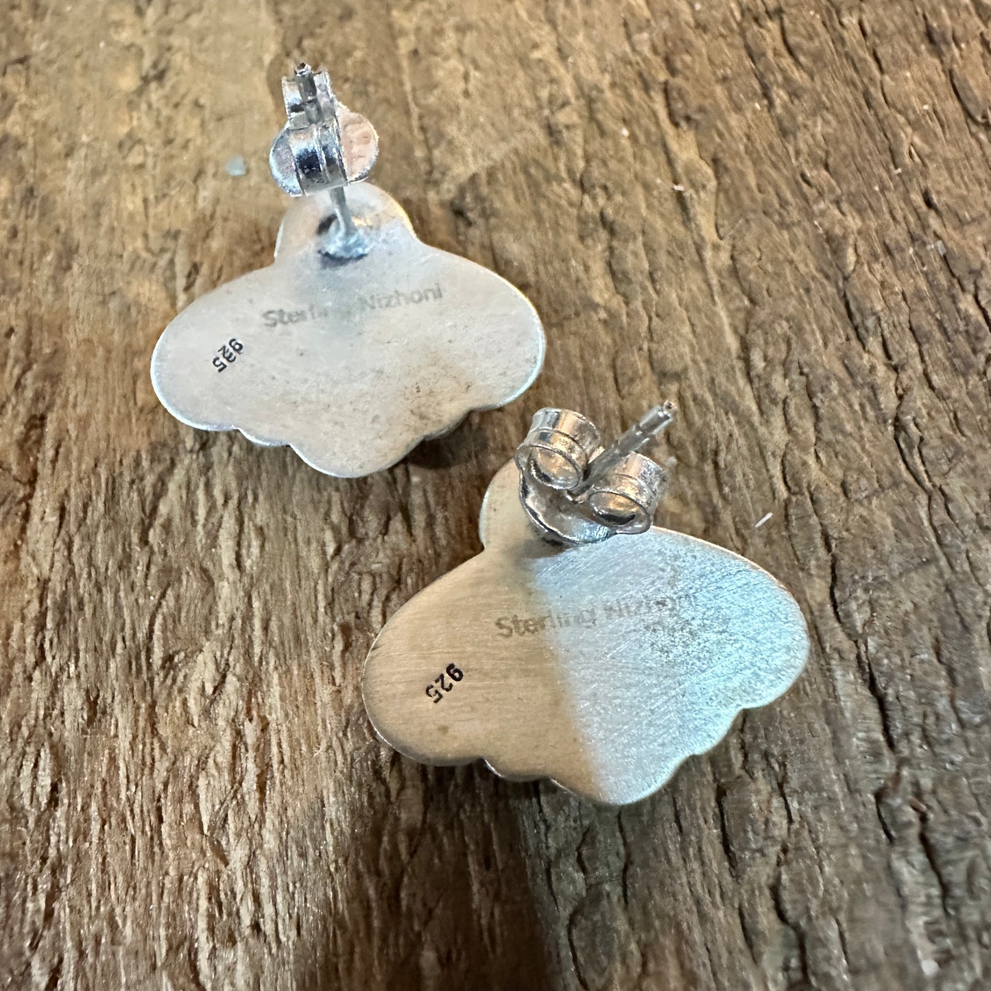 Handmade Pink Dahlia Cluster Stone Stud Earrings, 925 Sterling Silver Signed