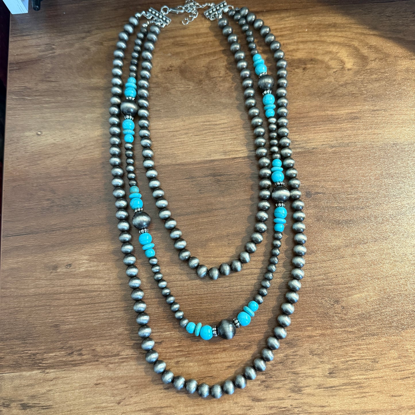 Vintage Style Multi Layer Turquoise Faux Pearl Necklace