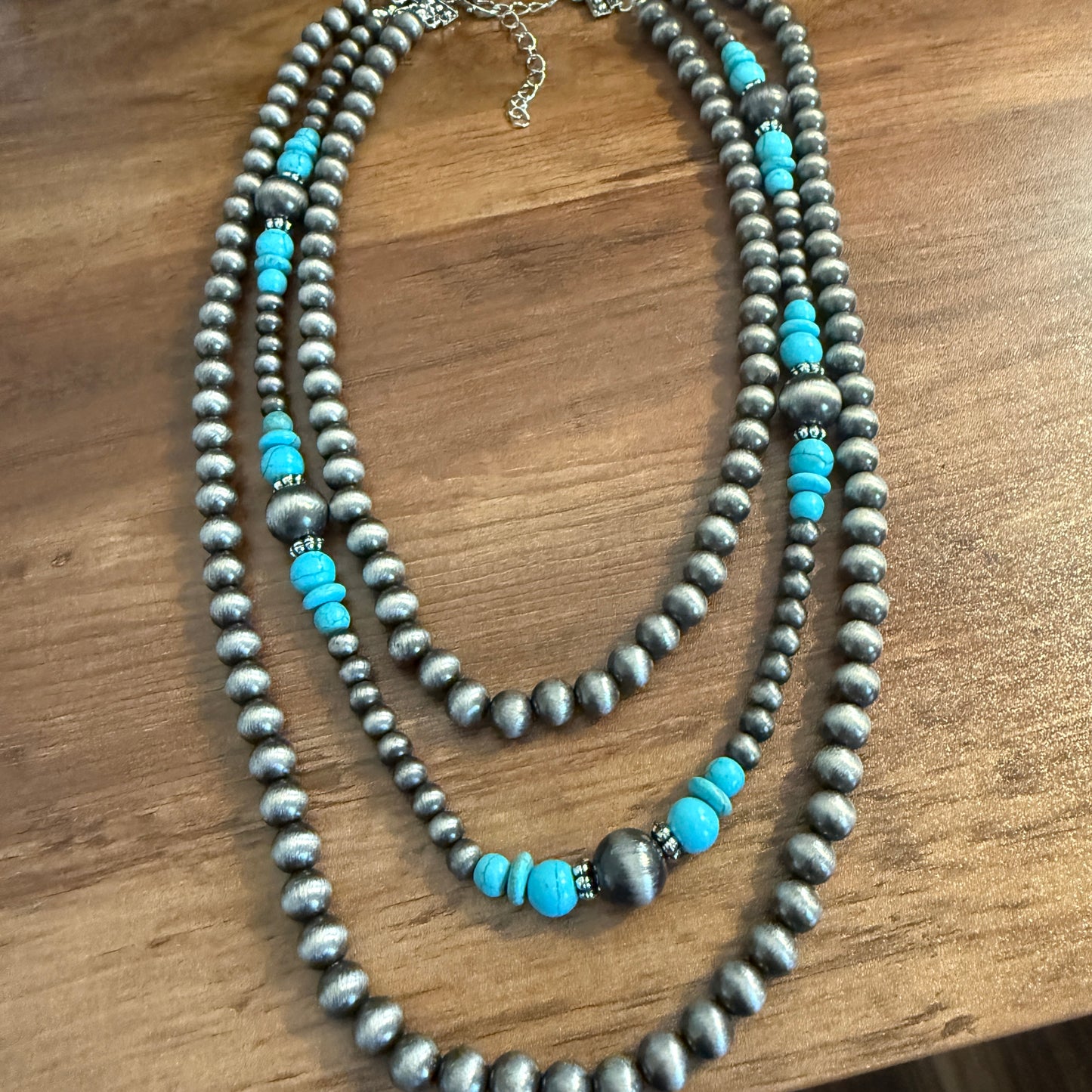 Vintage Style Multi Layer Turquoise Faux Pearl Necklace