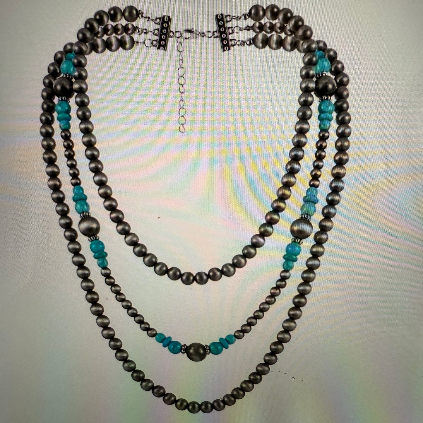 Vintage Style Multi Layer Turquoise Faux Pearl Necklace