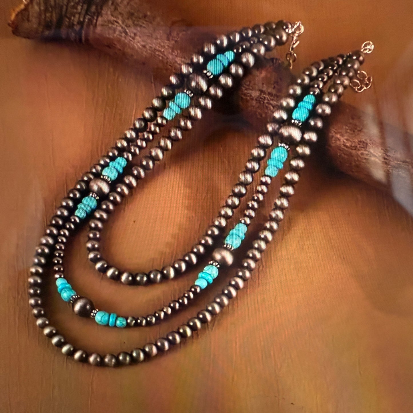Vintage Style Multi Layer Turquoise Faux Pearl Necklace