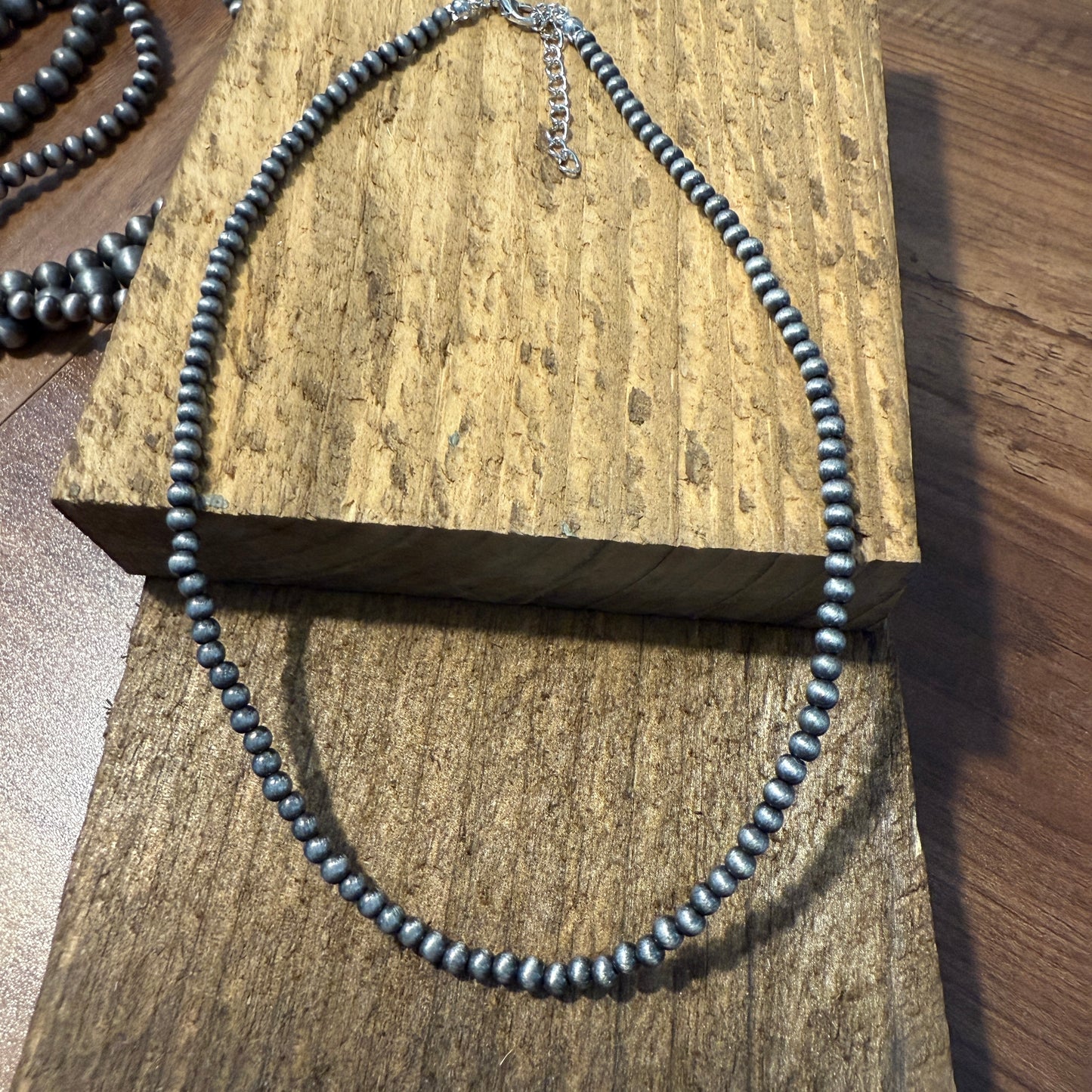 Four Strand Faux Pearl Necklace With Extender Layered Beads