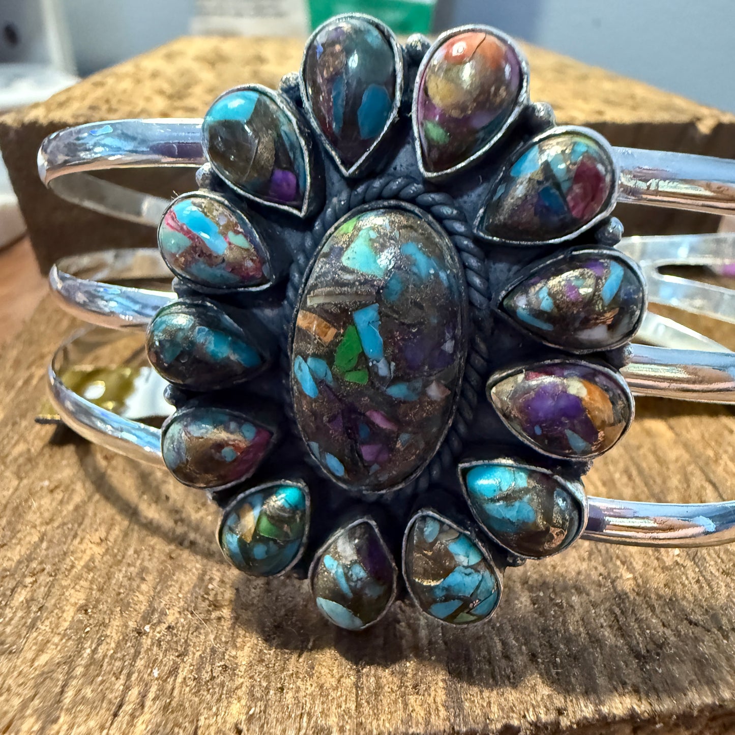 Purple Fiesta Kingman Turquoise Handmade Adjustable Cuff