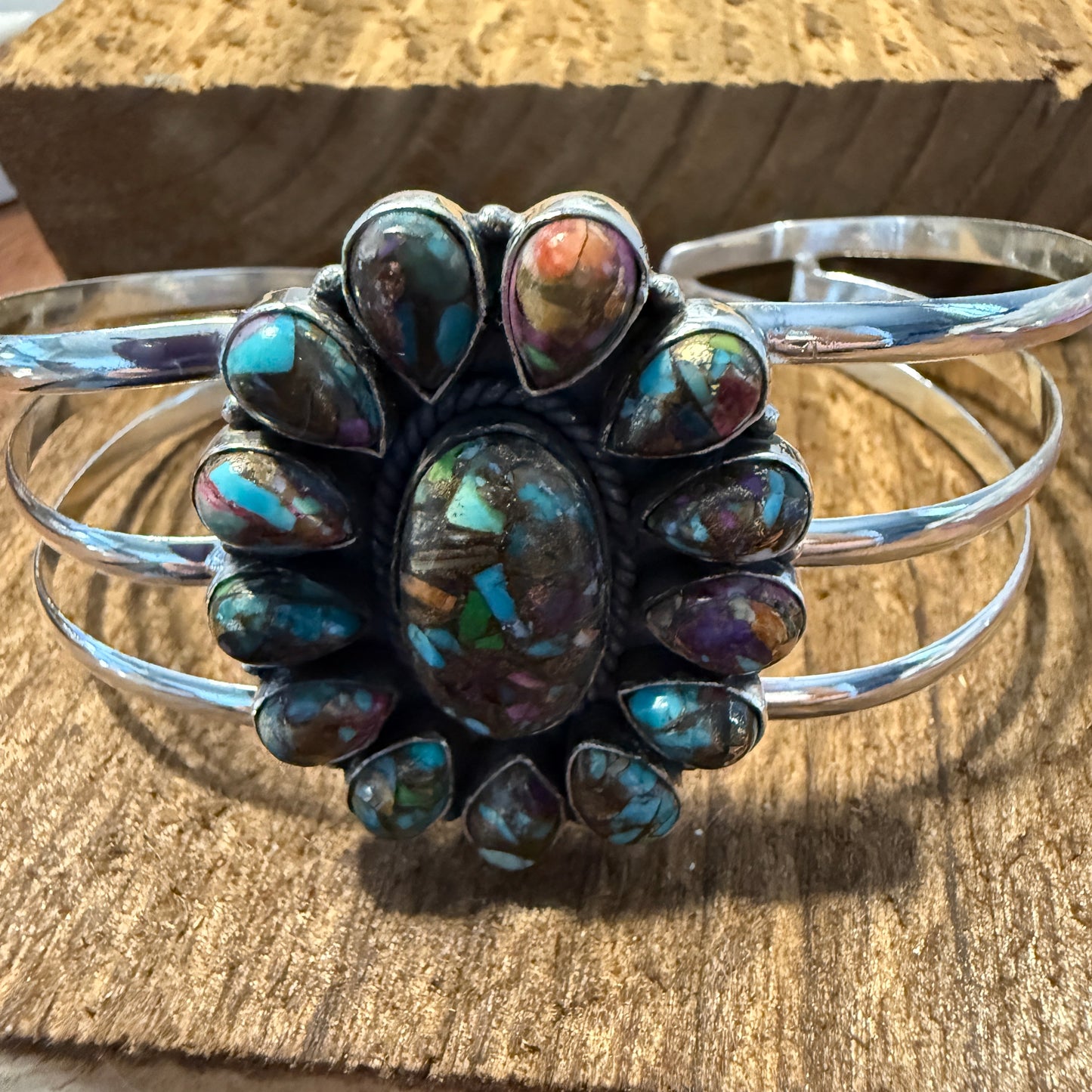 Purple Fiesta Kingman Turquoise Handmade Adjustable Cuff