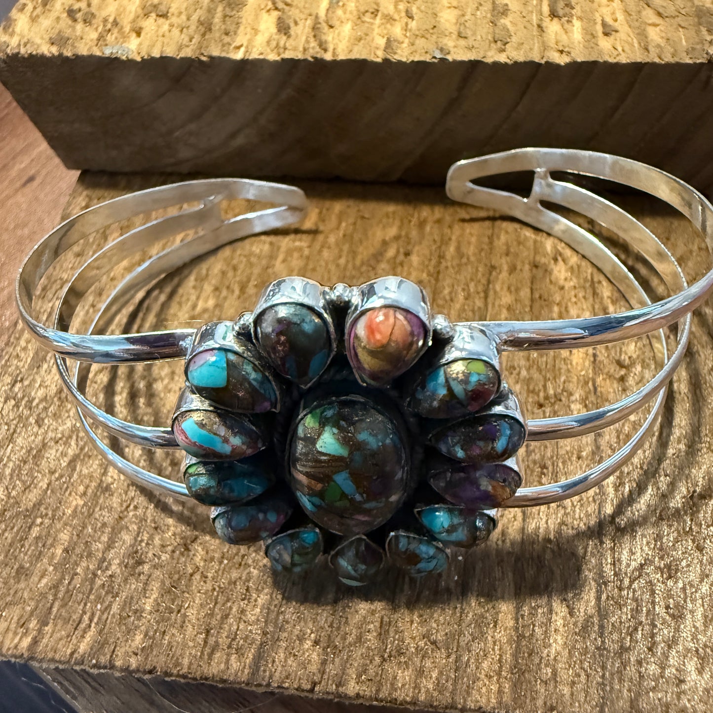 Purple Fiesta Kingman Turquoise Handmade Adjustable Cuff