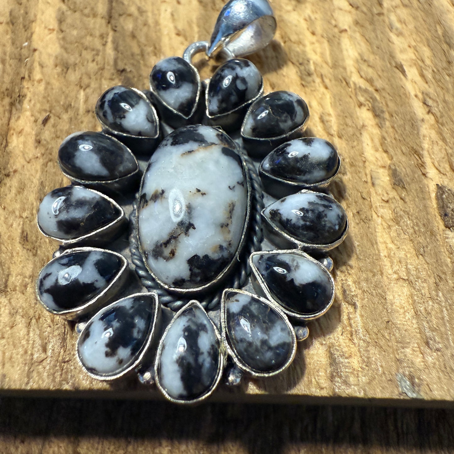 White Buffalo Dahlia Turquoise Gemstone Navajo Pendant