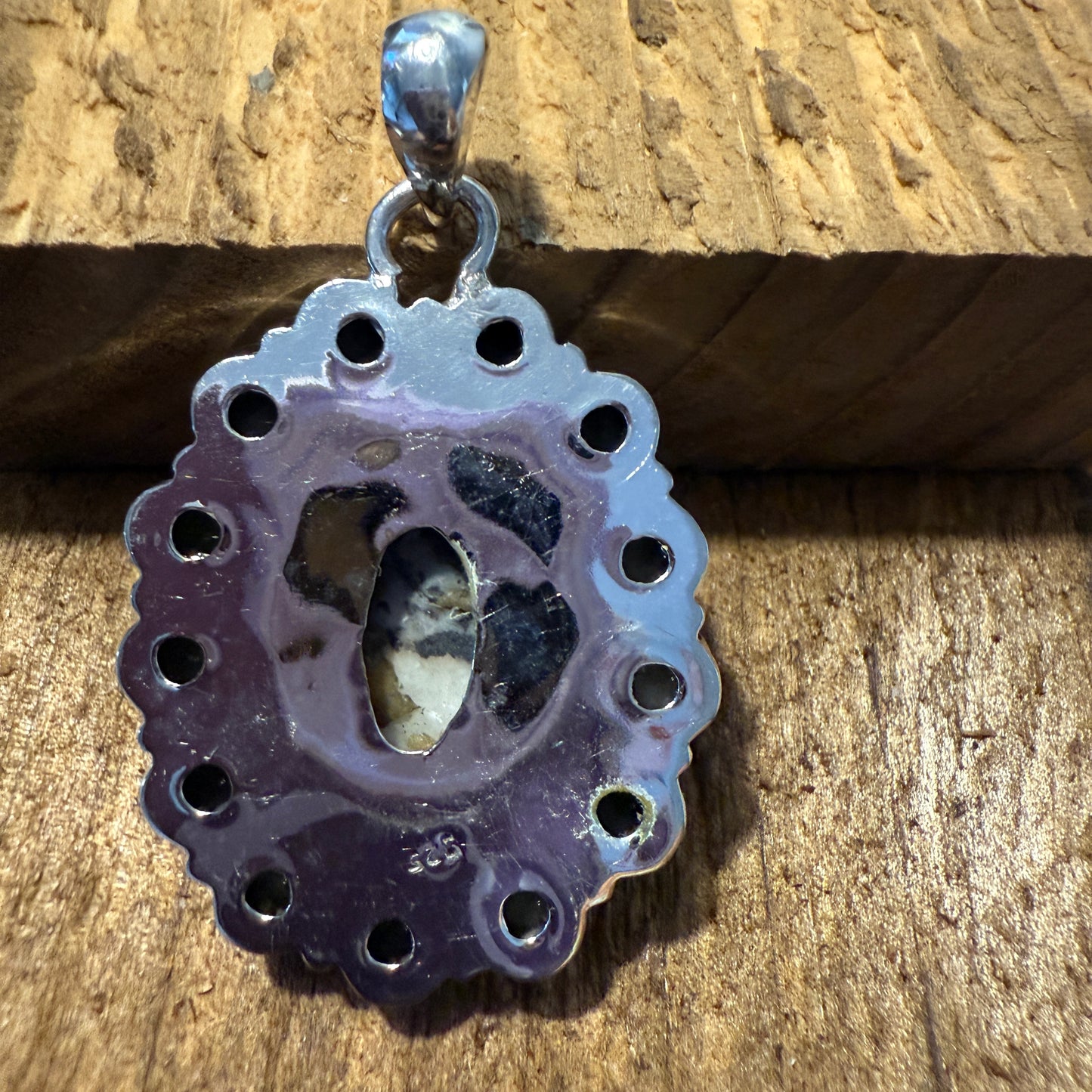White Buffalo Dahlia Turquoise Gemstone Navajo Pendant