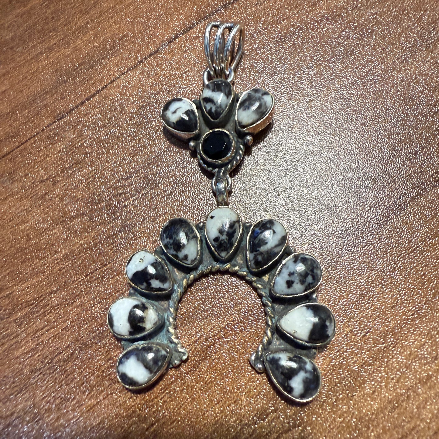 White Buffalo Turquoise Navajo Pendant In Sterling Silver