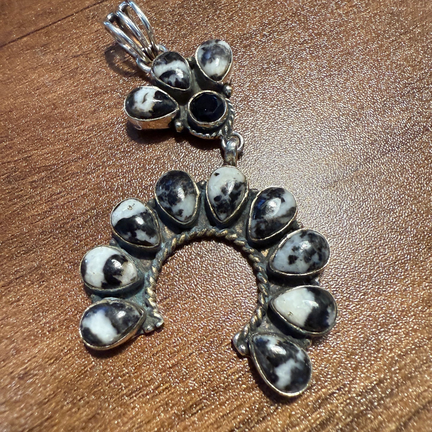 White Buffalo Turquoise Navajo Pendant In Sterling Silver