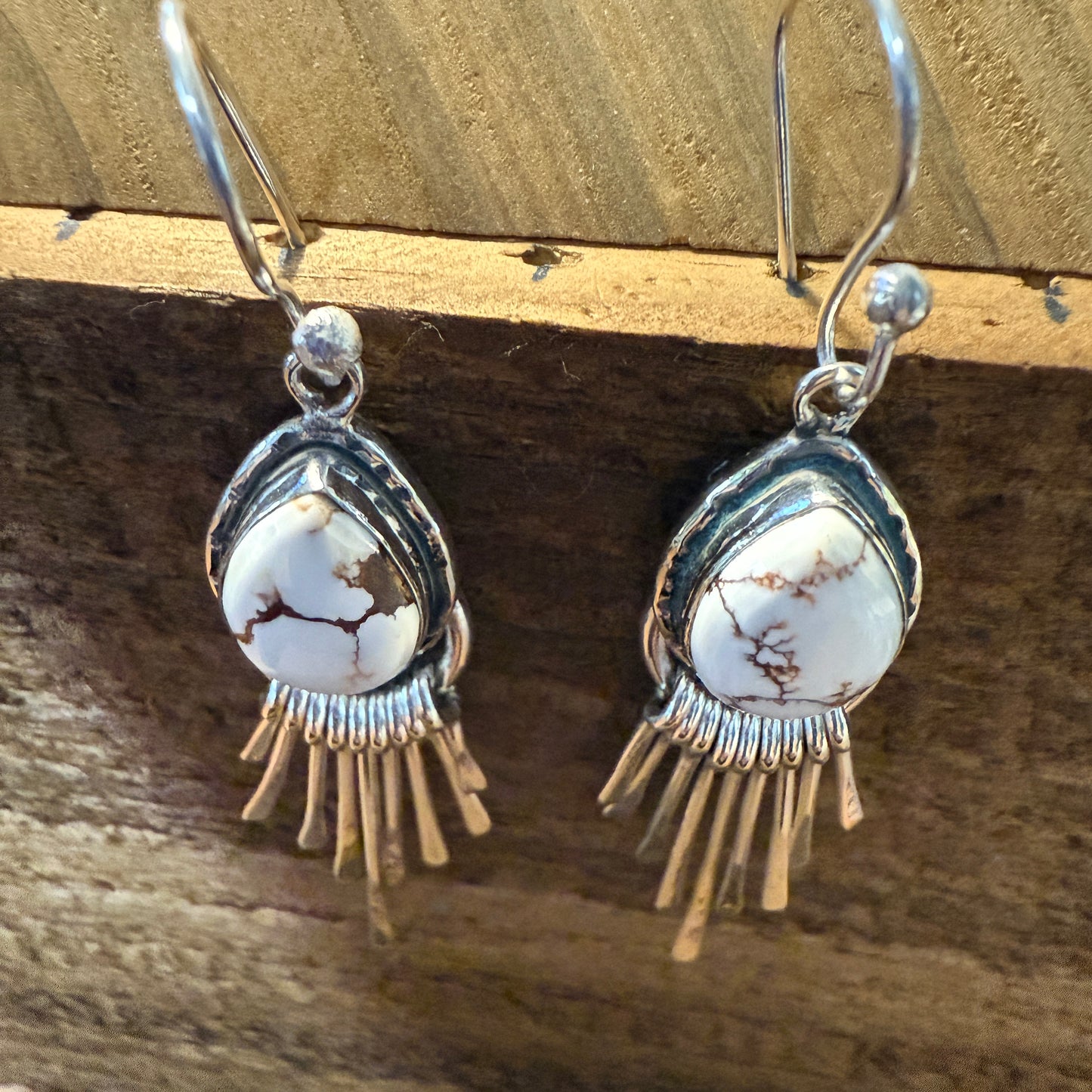 Wild Horse Dahlia Turquoise Silver Dangle Earrings 2.7In