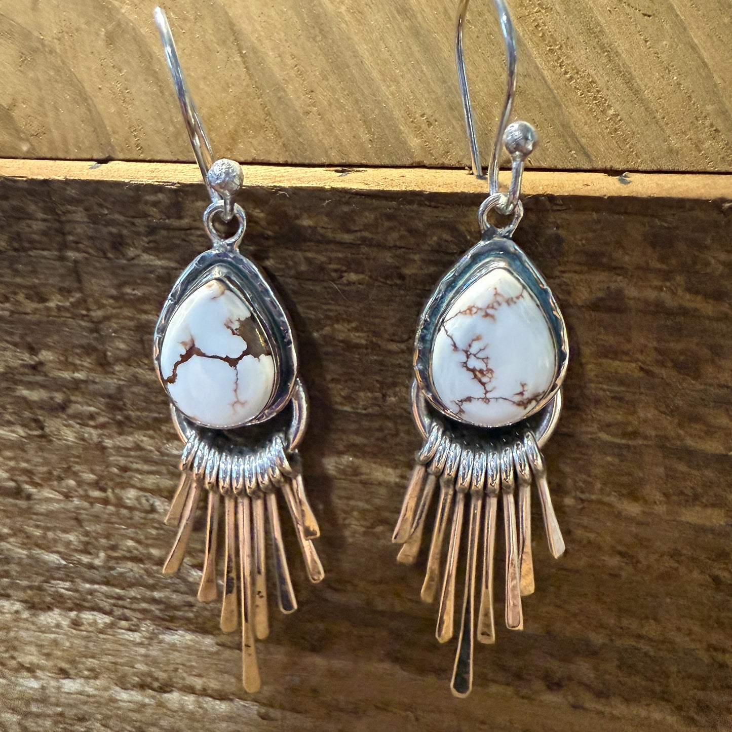 Wild Horse Dahlia Turquoise Silver Dangle Earrings 2.7In