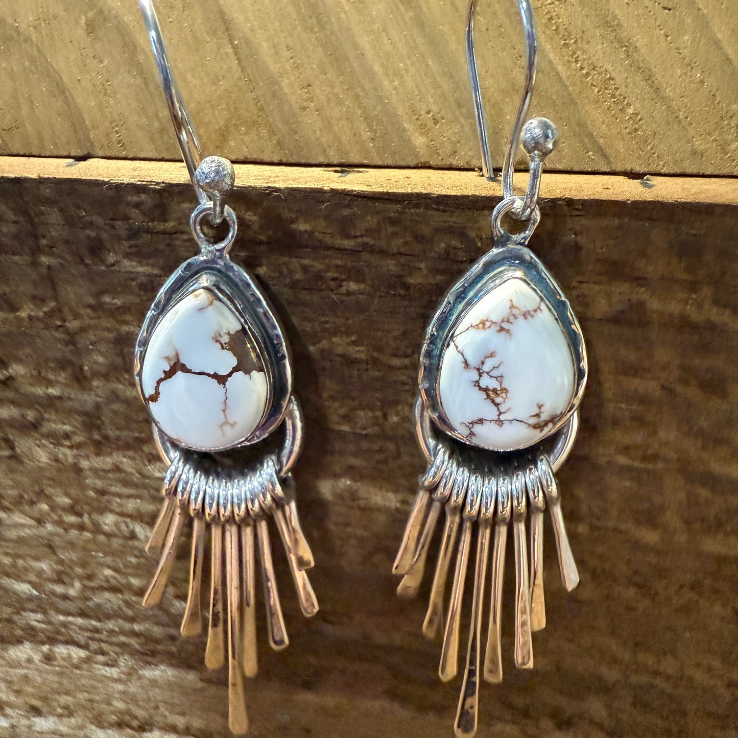 Wild Horse Dahlia Turquoise Silver Dangle Earrings 2.7In