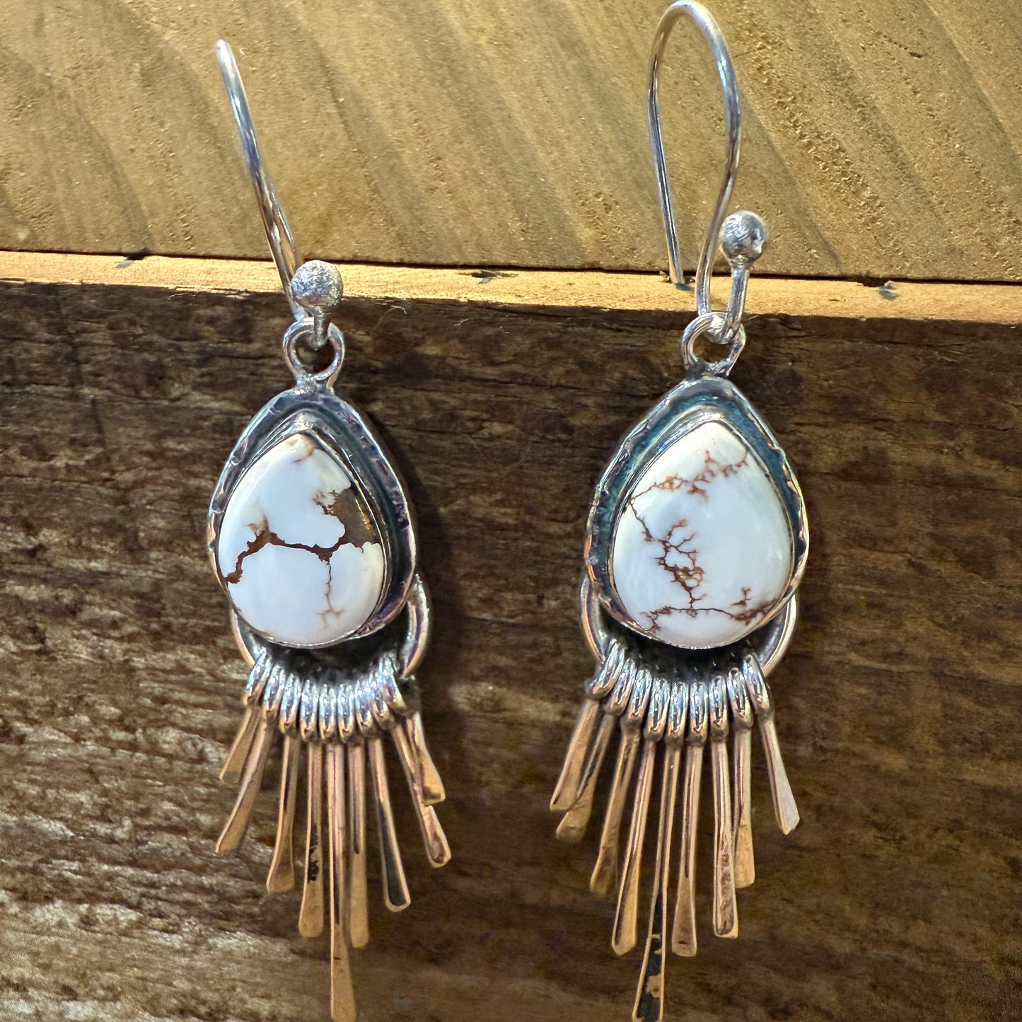 Wild Horse Dahlia Turquoise Silver Dangle Earrings 2.7In