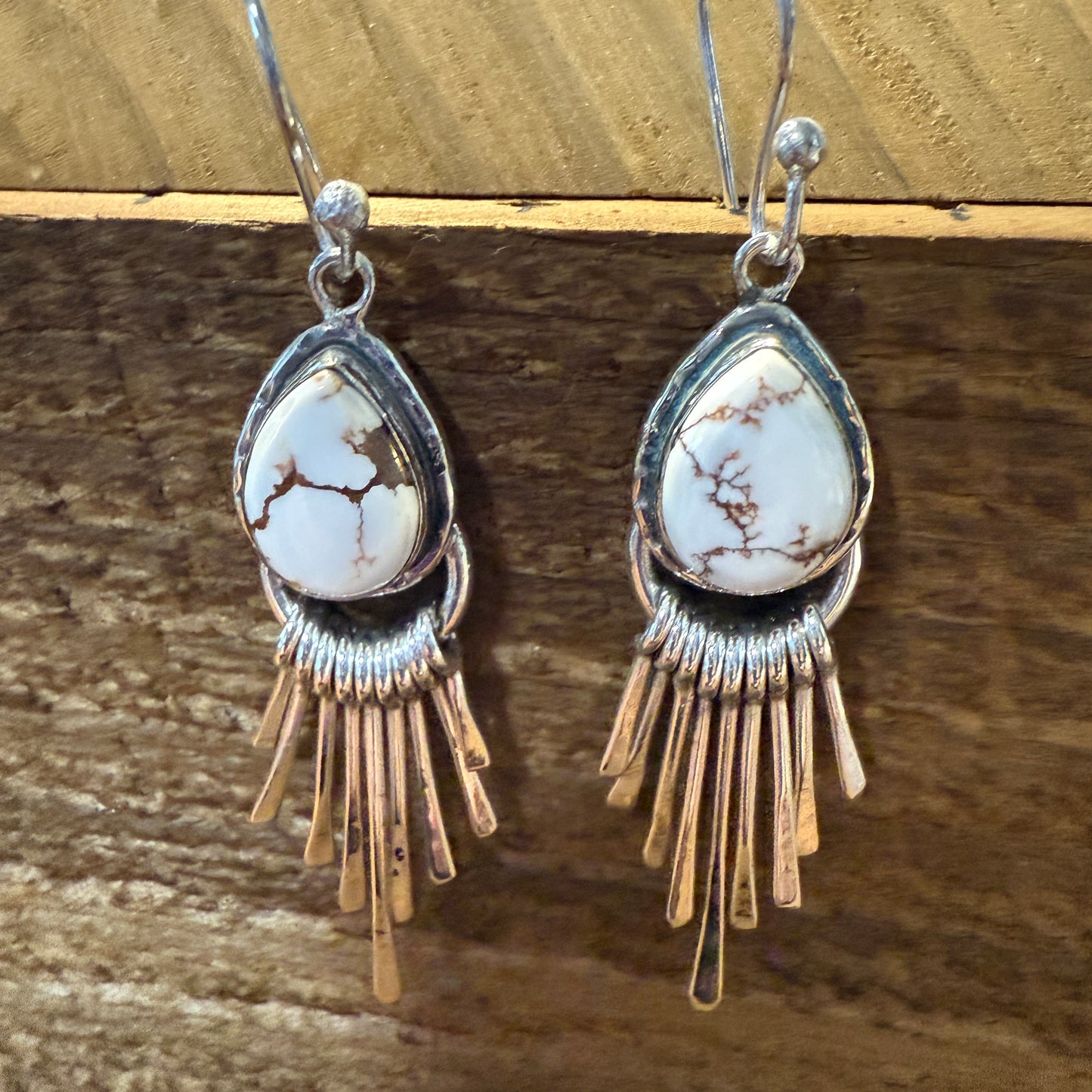 Wild Horse Dahlia Turquoise Silver Dangle Earrings 2.7In