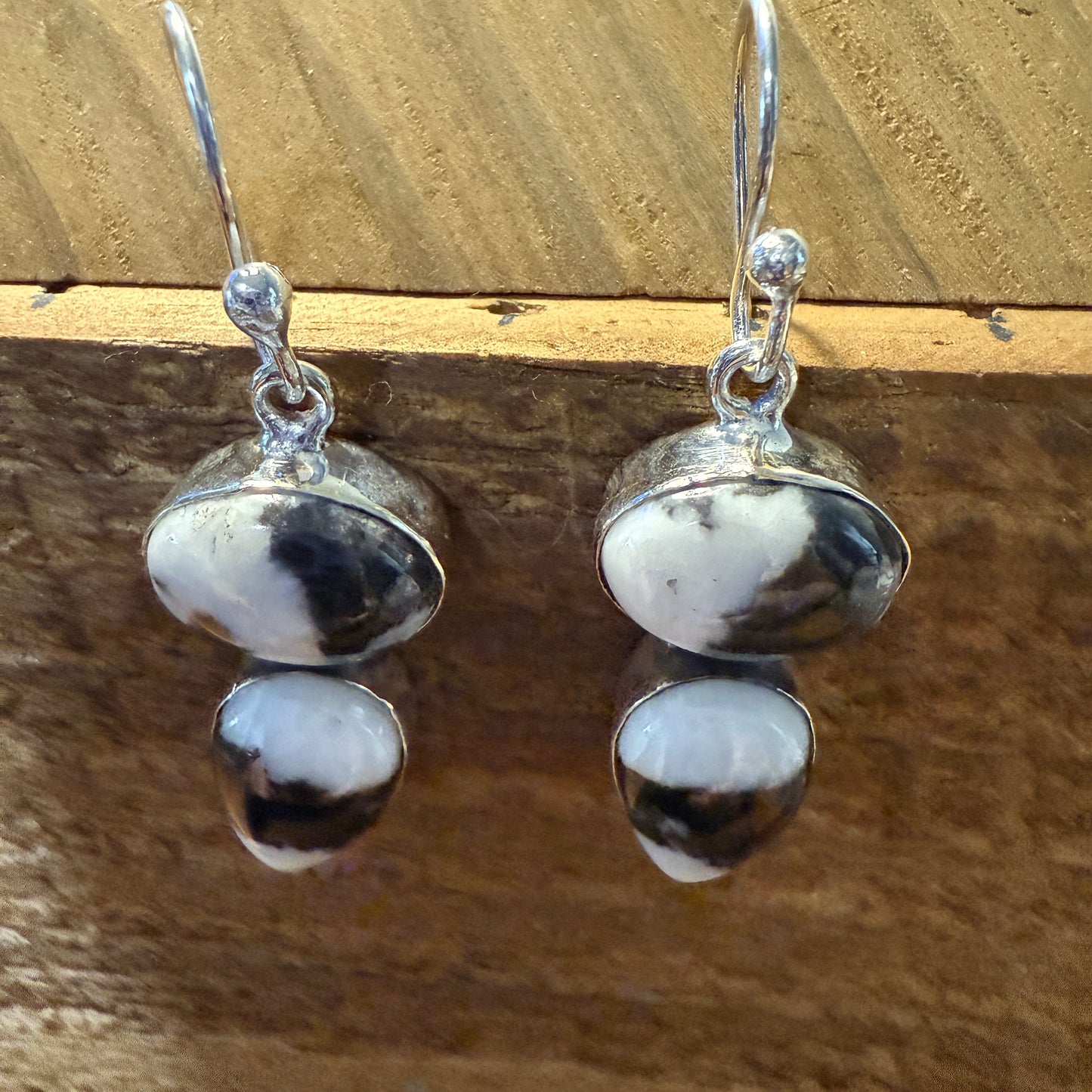 White Buffalo Turquoise Dahlia Sterling Silver Earrings