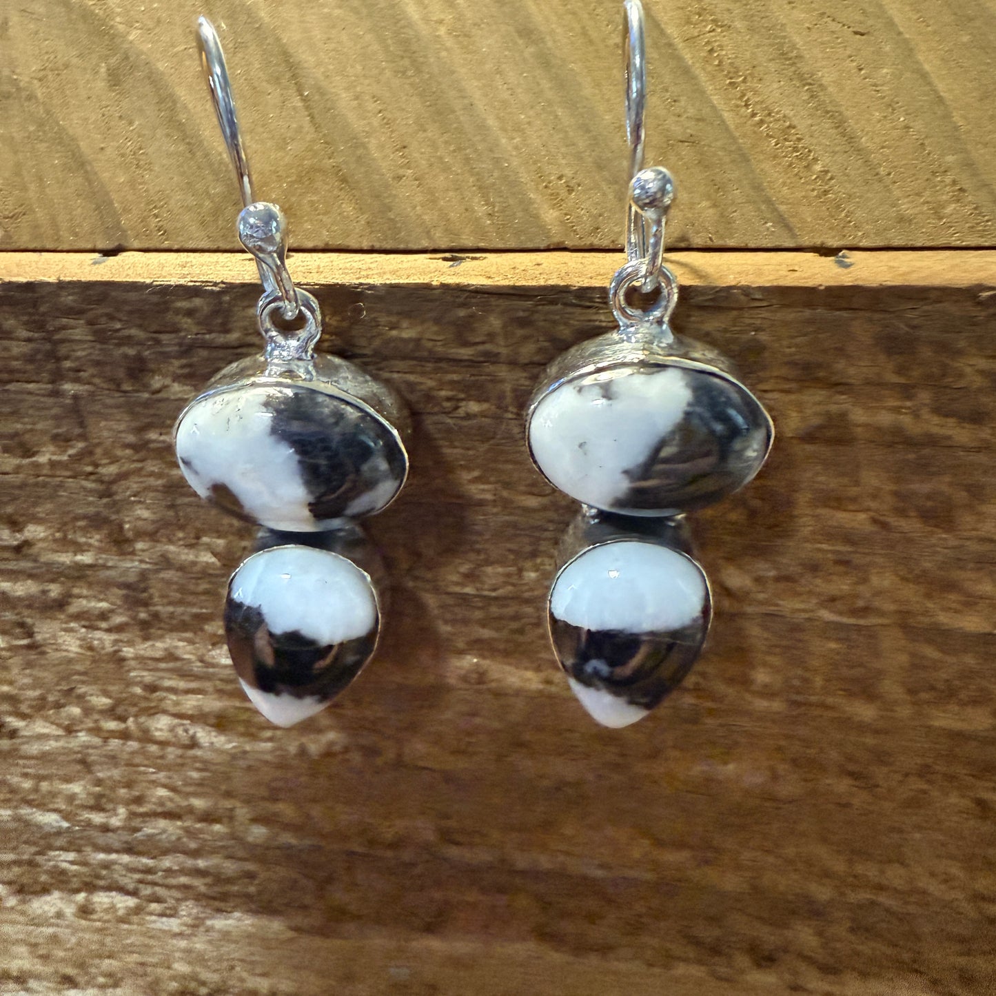 White Buffalo Turquoise Dahlia Sterling Silver Earrings