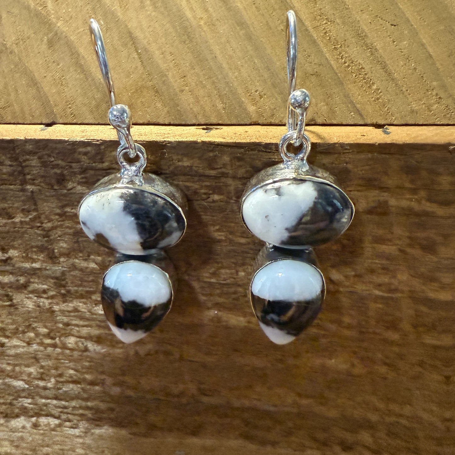 White Buffalo Turquoise Dahlia Sterling Silver Earrings
