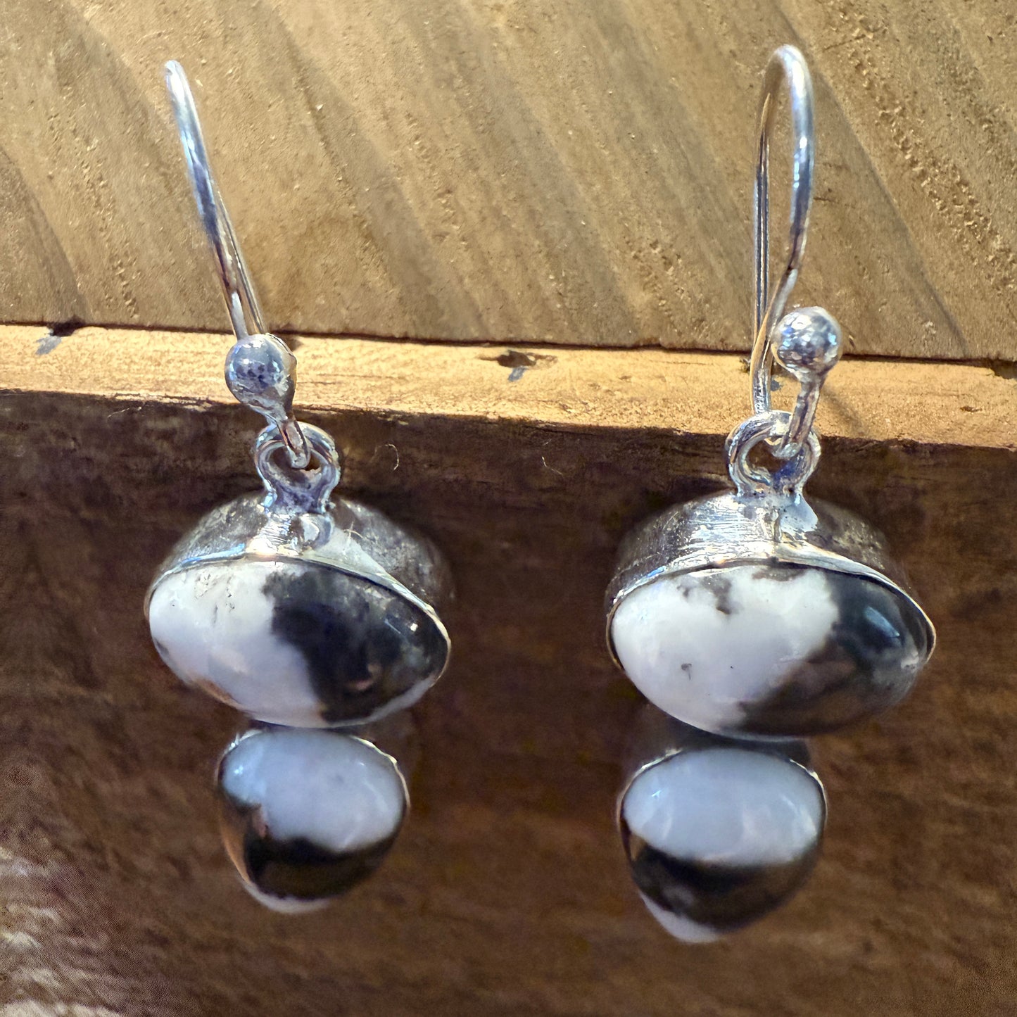 White Buffalo Turquoise Dahlia Sterling Silver Earrings