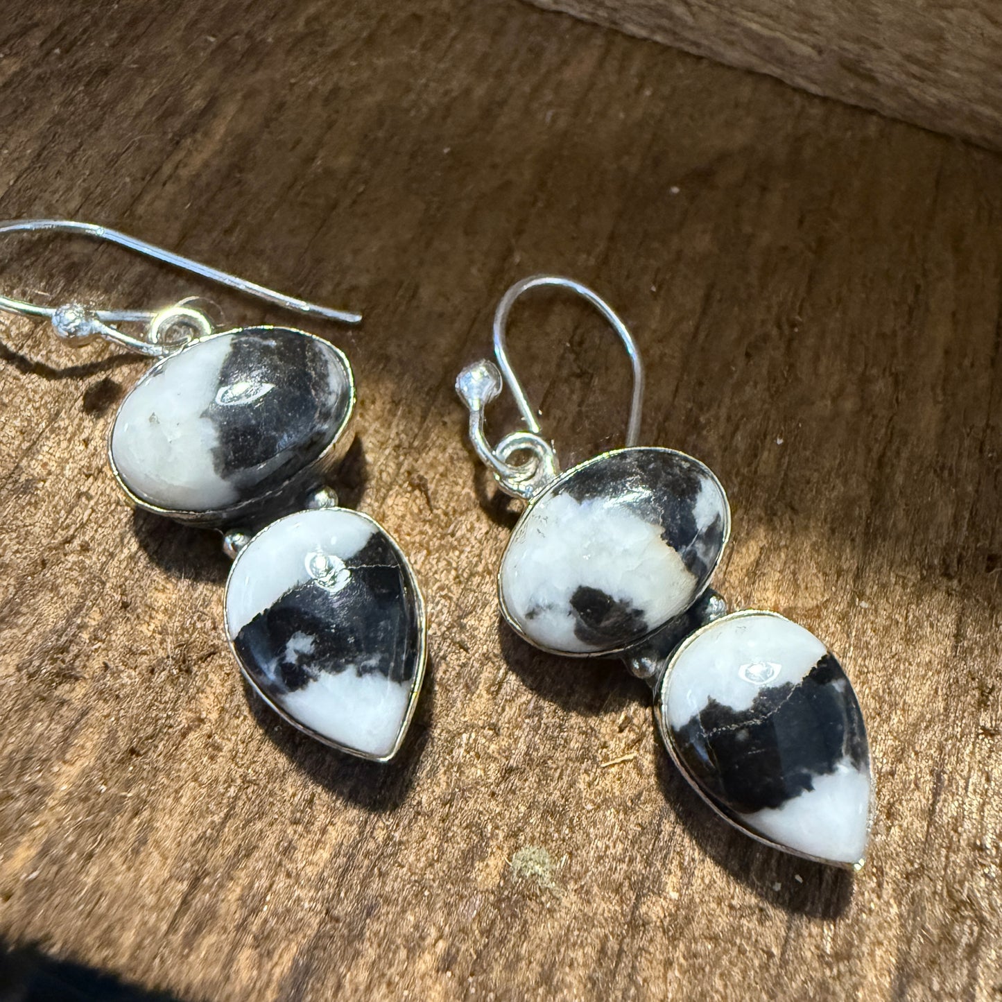White Buffalo Turquoise Dahlia Sterling Silver Earrings