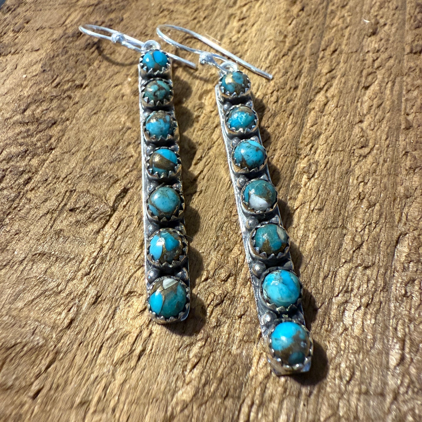 Blue Copper Turquoise Handmade Sterling Silver Gemstone Earrings