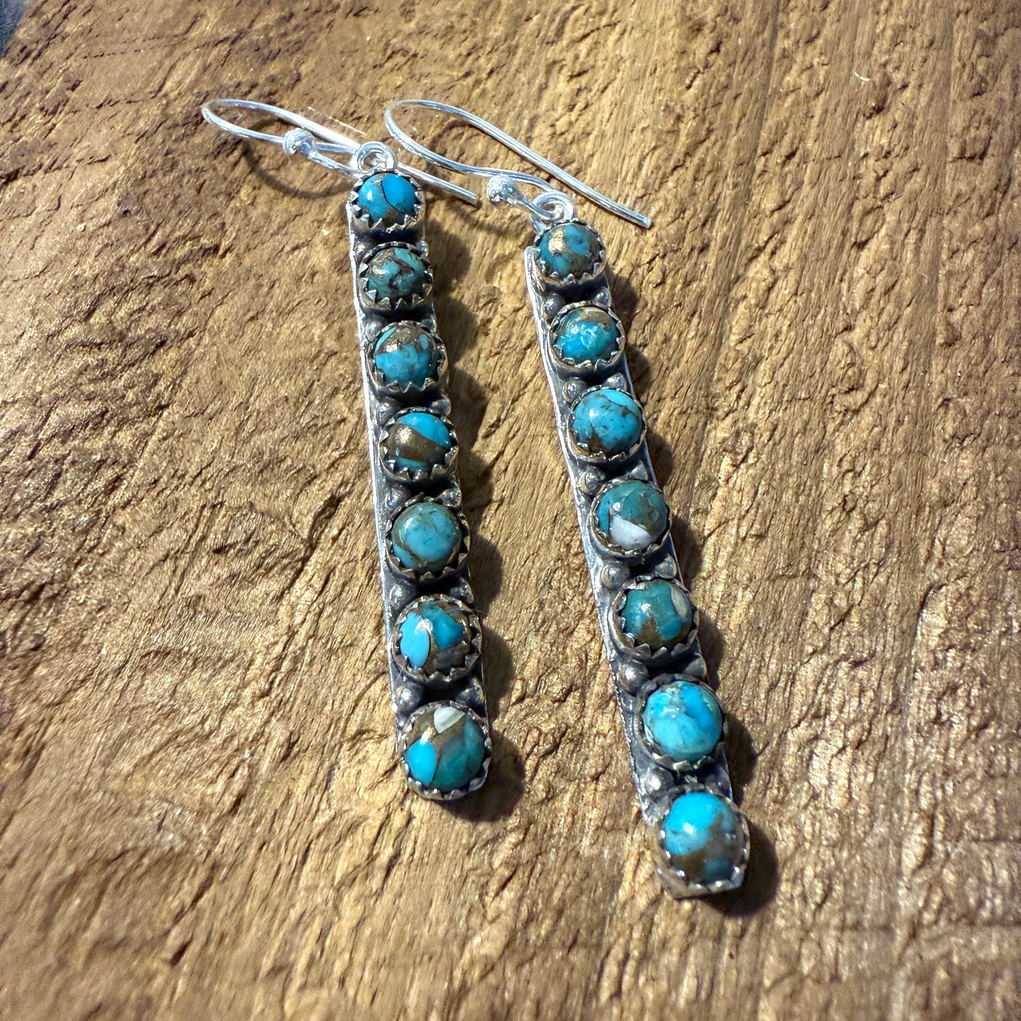 Blue Copper Turquoise Handmade Sterling Silver Gemstone Earrings