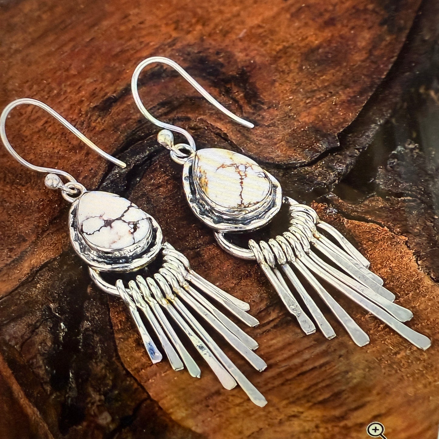 Wild Horse Dahlia Turquoise Silver Dangle Earrings 2.7In