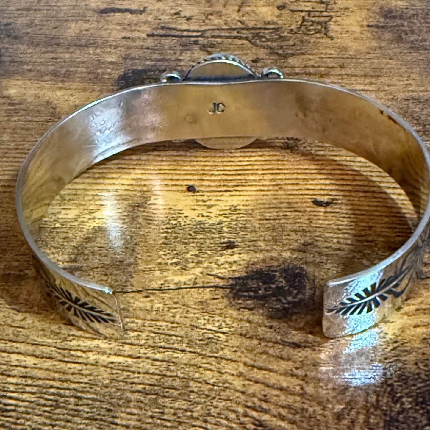 Navajo Nickel Silver Tiger Eye Cuff Bracelet Signed Jackie Cleveland