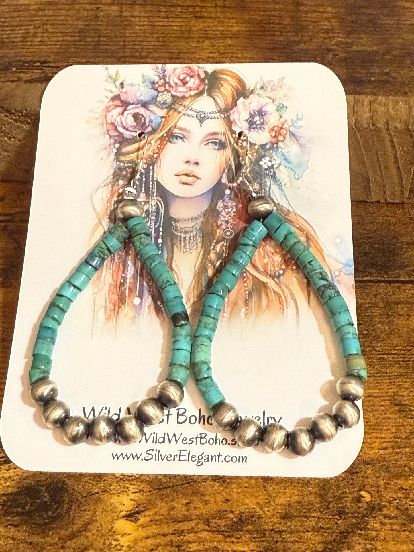 Native American Hand Beaded Turquoise Navajo Pearl Sterling Silver Dangle Earrings