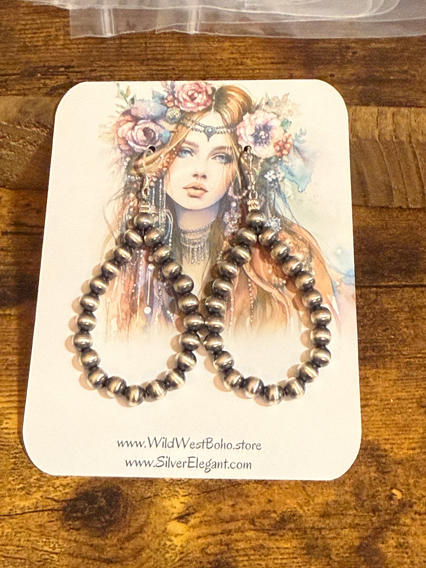 Native American Sterling Silver Round Navajo Pearl Loop Dangle Earrings By Jake