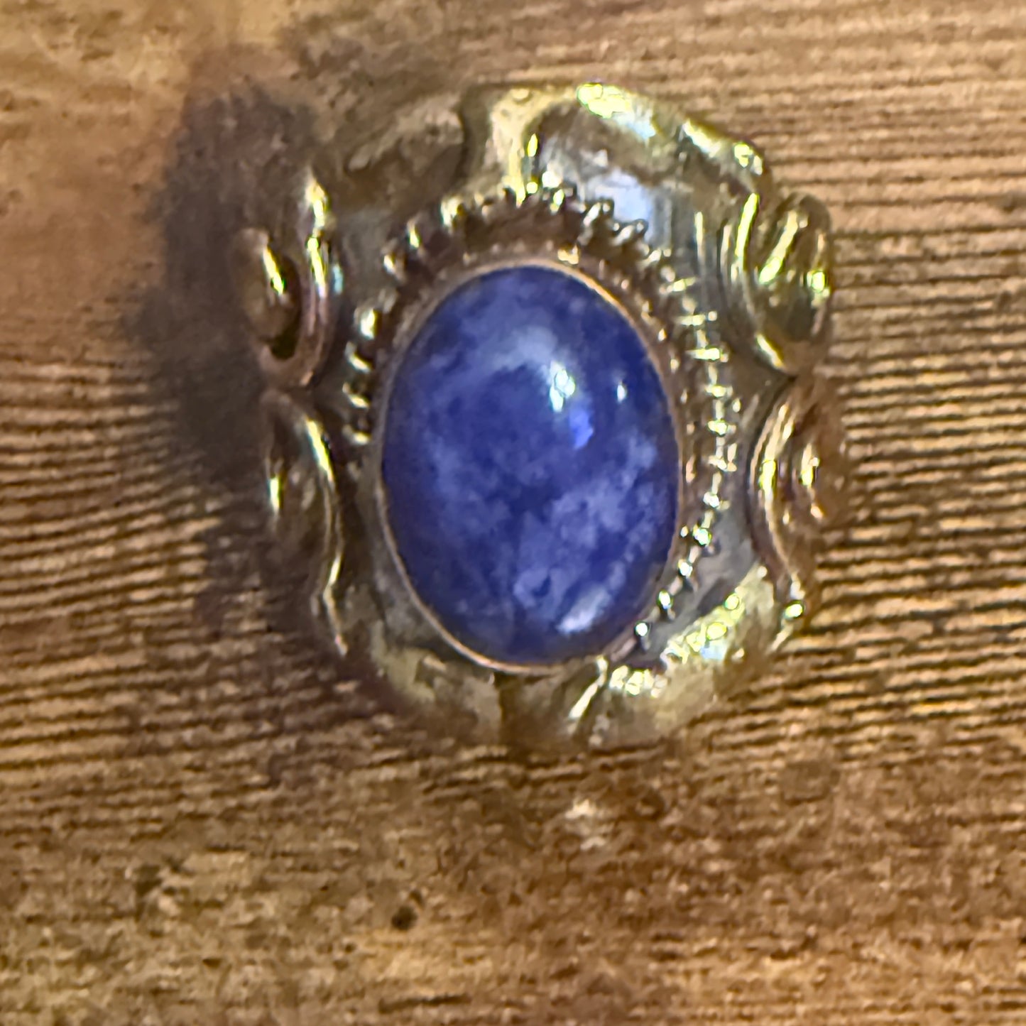 Handcrafted Blue Lapis Natural Gemstone Adjustable Ring Mixed Metals
