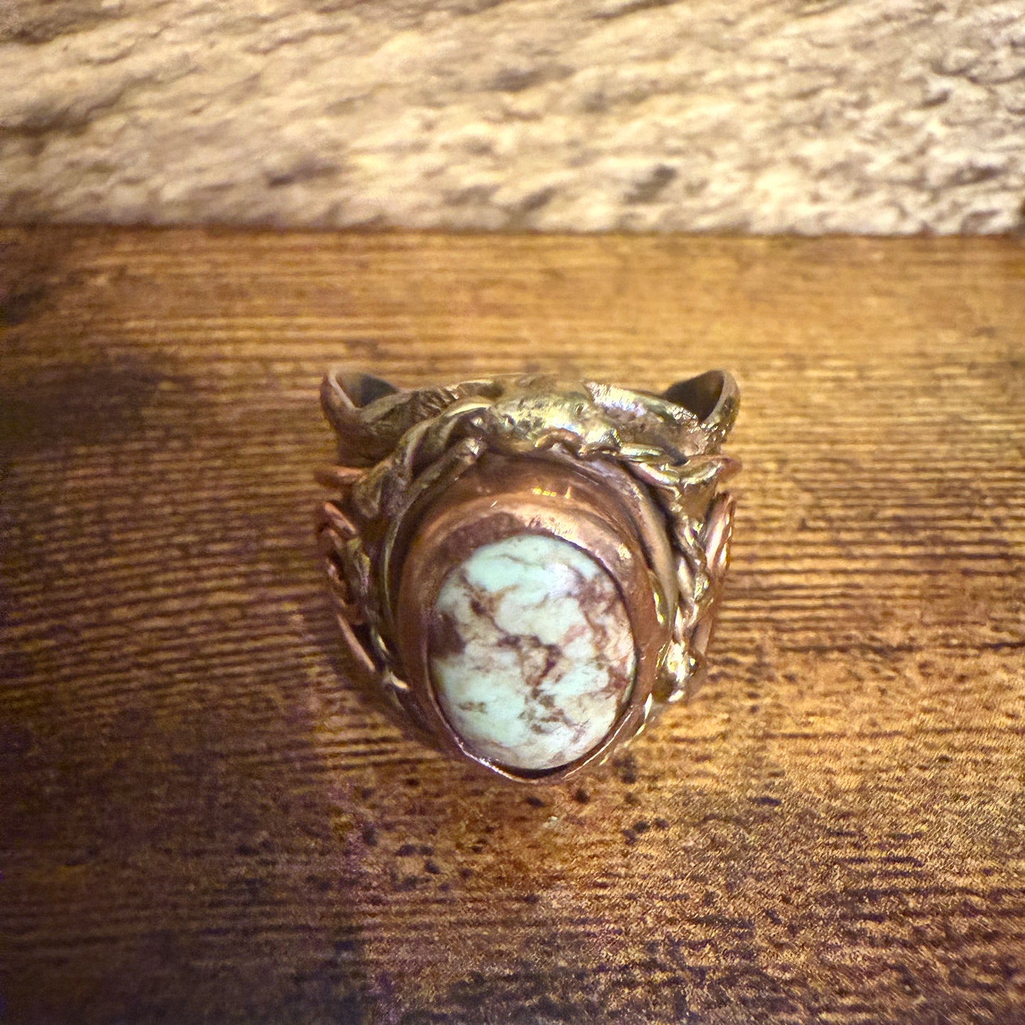 Handcrafted Lemon Chrysoprase Gemstone Adjustable Ring in Mixed Metals