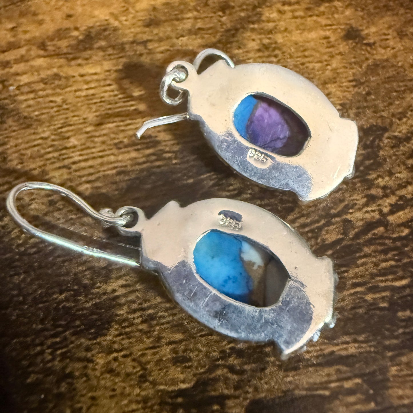 Purple Dahlia Turquoise Earring 925 Sterling Silver Dangle Jewelry