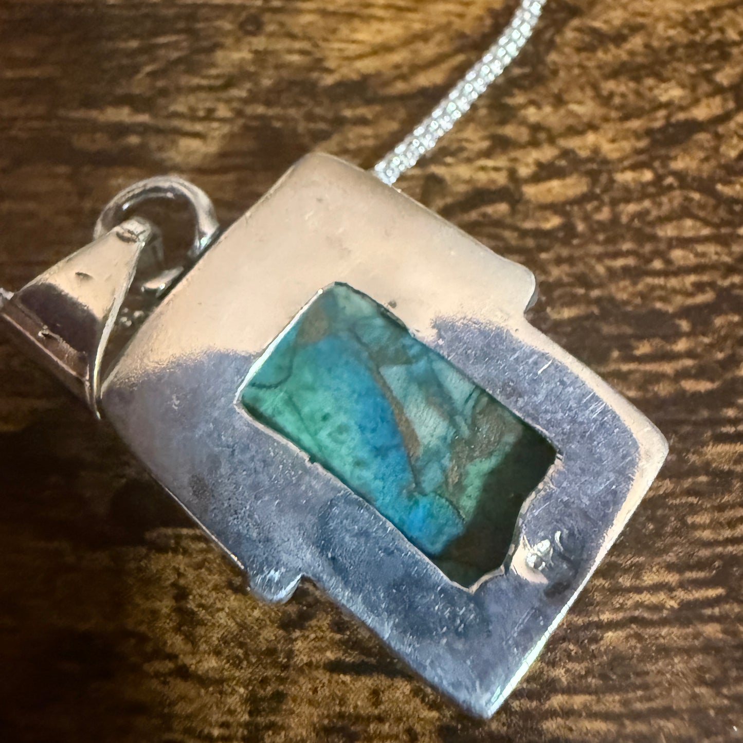 Peacock Dahlia Turquoise Pendant Necklace 925 Sterling Silver 18 Inch Chain