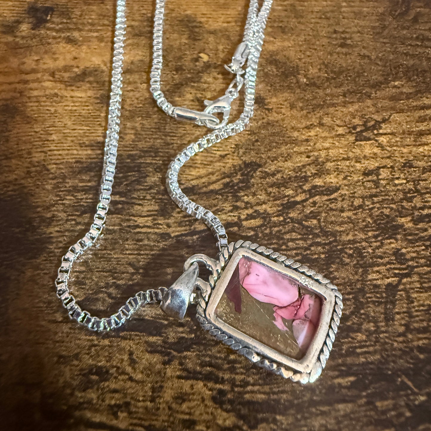 Red Rose Dahlia Turquoise Pendant Necklace 925 Sterling Silver 18 Inch