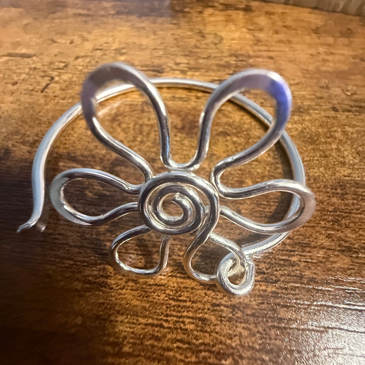 Silver Plated Daisy Brass Bangle Bracelet Handmade By Artisans