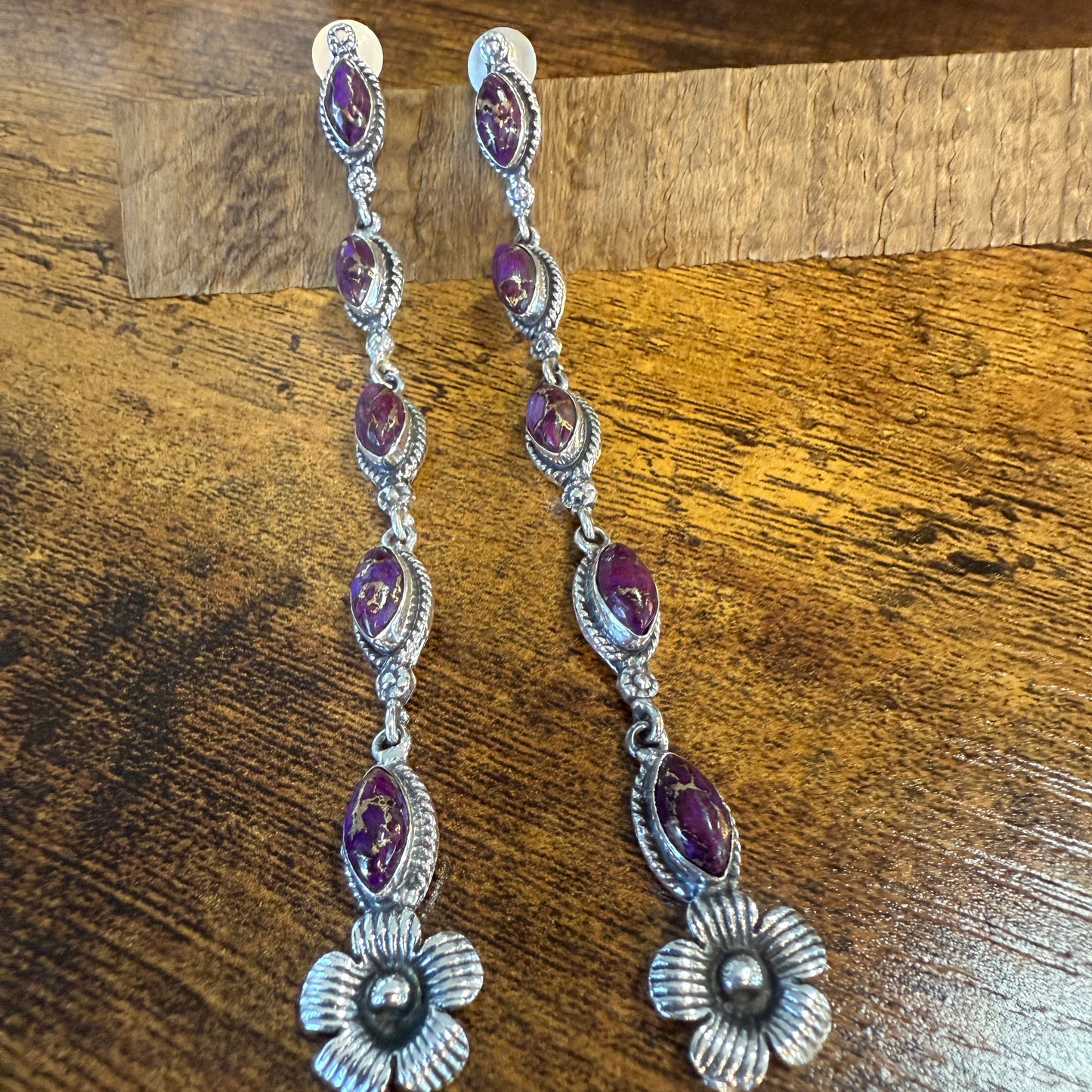 Mohave Purple Copper Turquoise Gemstone Sterling Silver Handmade Stud Earrings