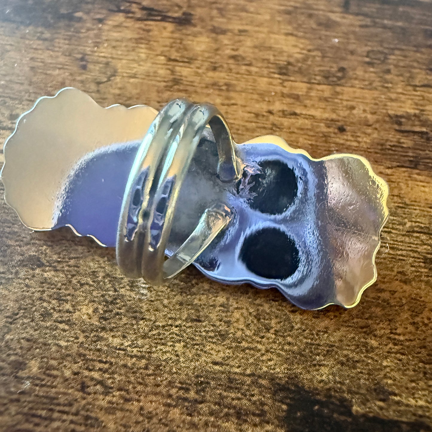 Native American Black Onyx Sterling Silver Cuff Ring Size 9.5, Artist Cleveland