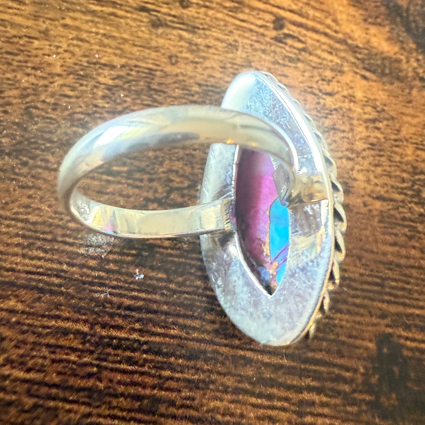 Dahlia Copper Turquoise 925 Sterling Silver Boho Ring For Women Size 7 US