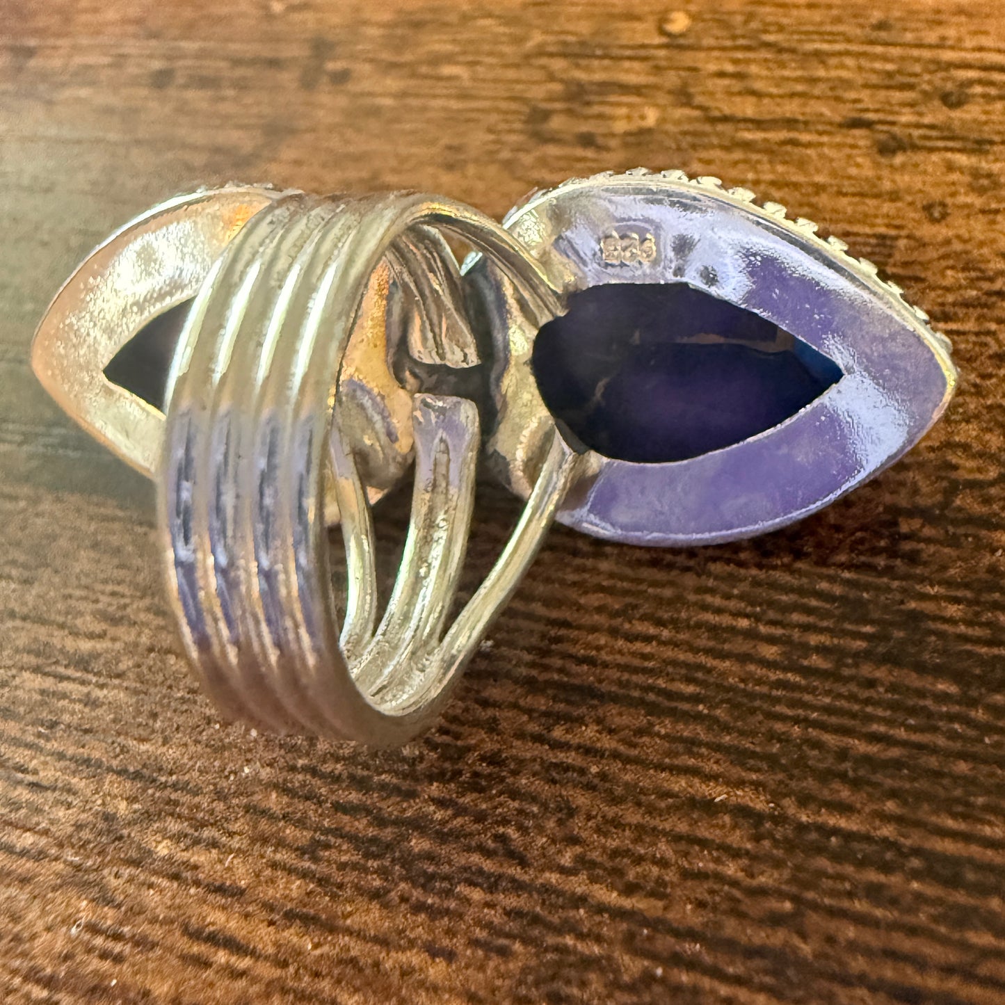 Purple Dahlia Turquoise Ring 925 Sterling Silver Handmade Jewelry Size 6.5