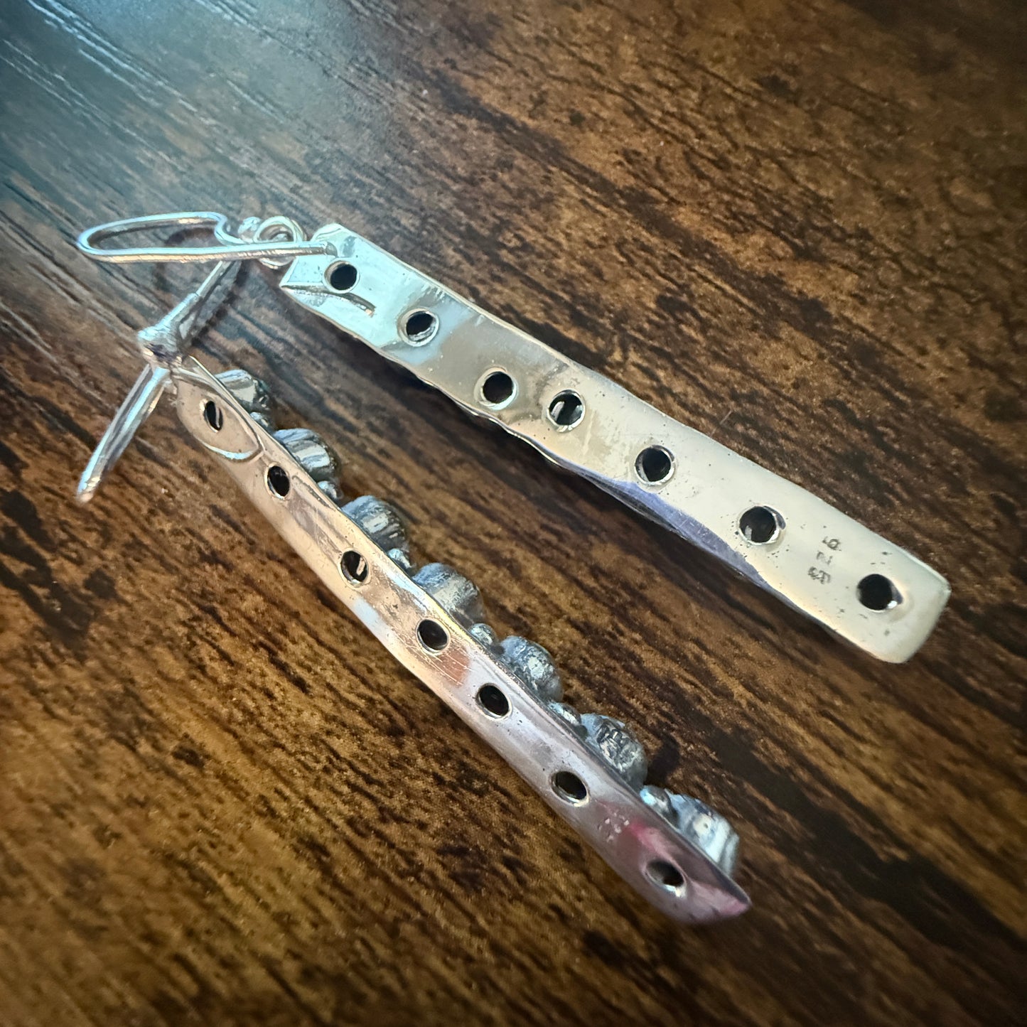 Kingman Turquoise Dahlia Wire Earrings in Sterling Silver