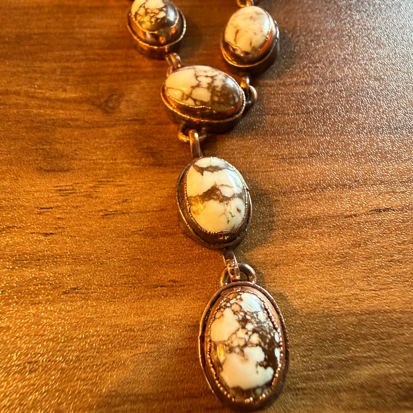 Handcrafted Wild Horse Dahlia Gemstone Pendant Necklace Copper Chain 18 Inch