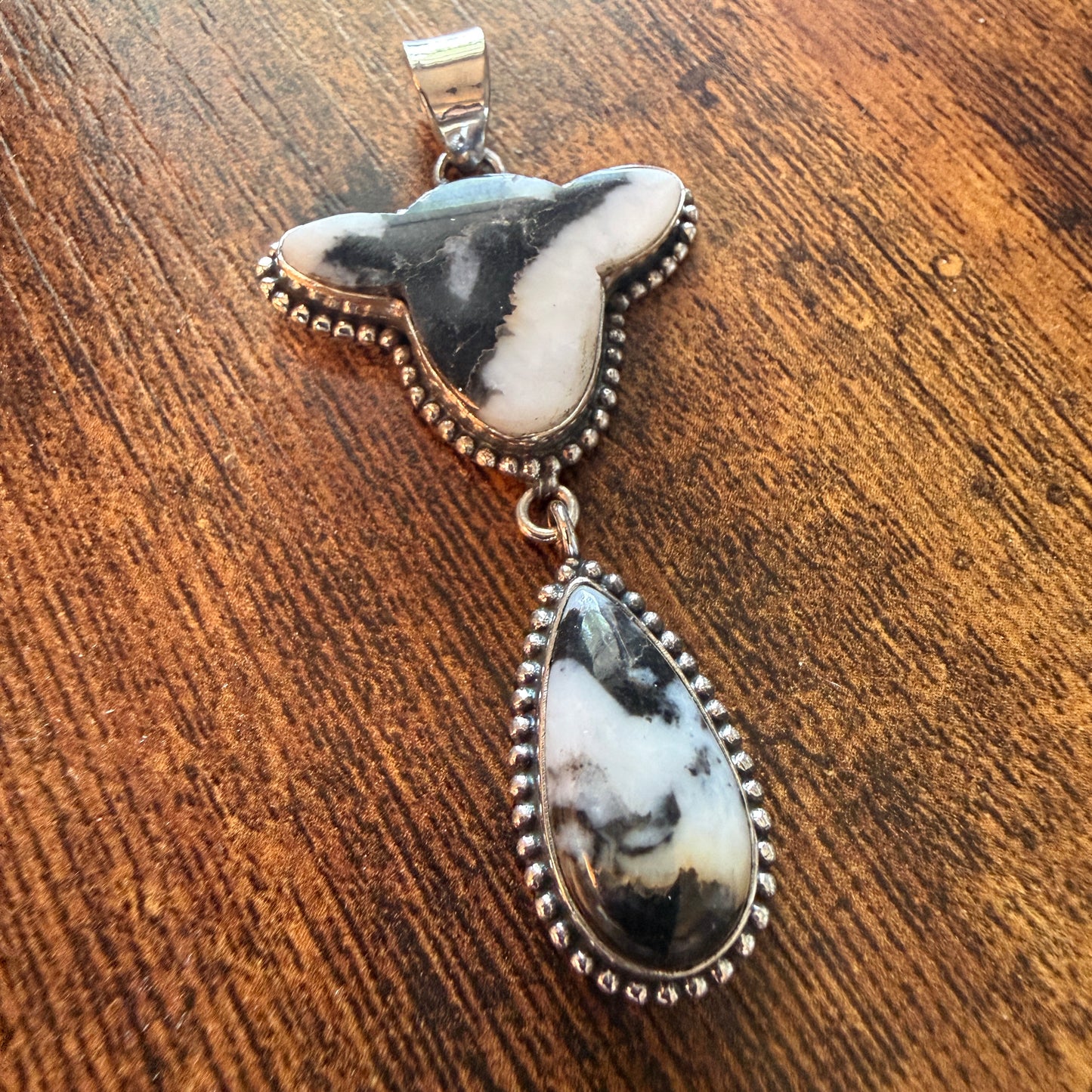 White Buffalo Turquoise Dahlia Pendant 925 Sterling Silver Handcrafted