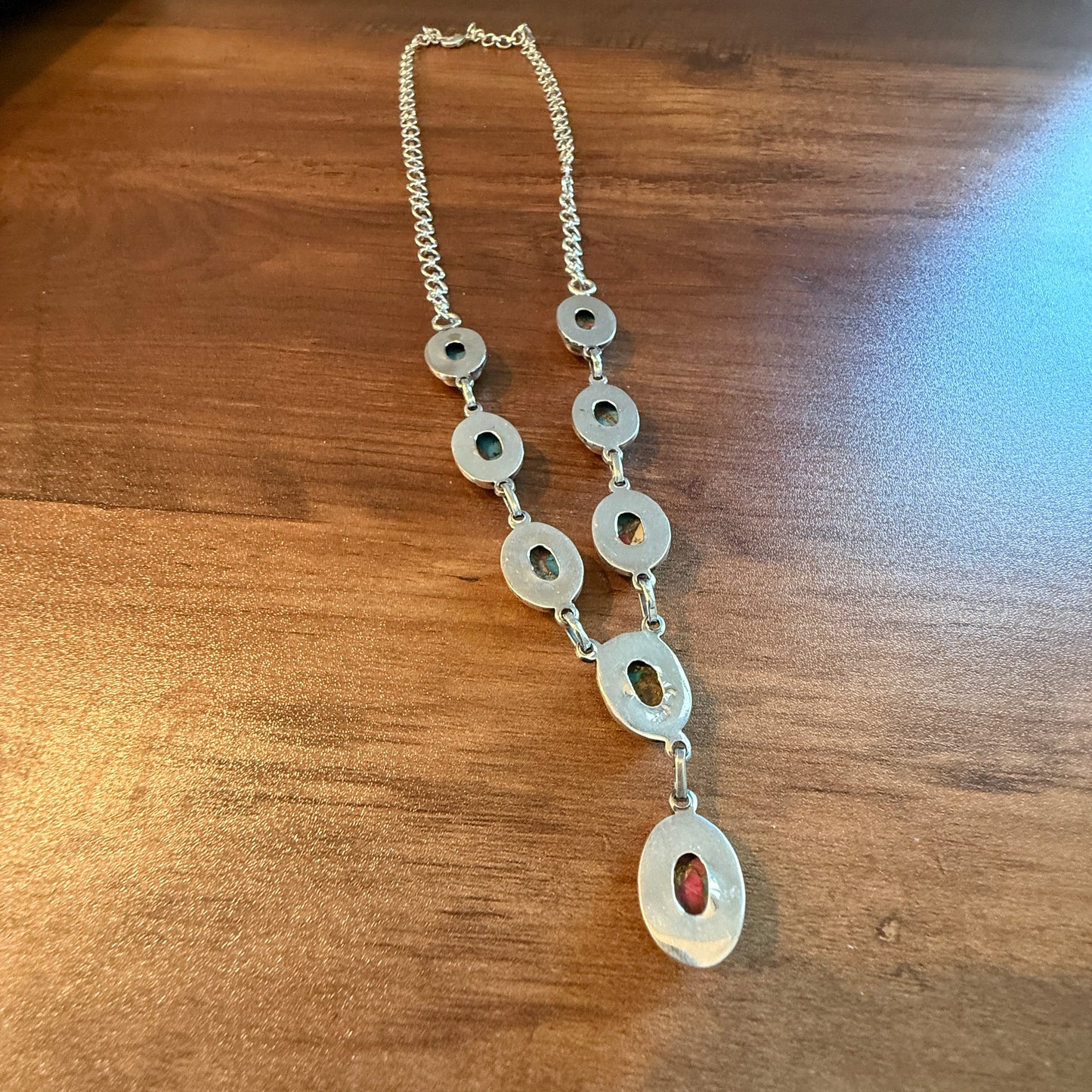 Cotton Candy Dahlia Necklace Spiny Turquoise Gemstone In Sterling Silver 18 Inch